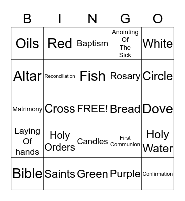 Sacraments and Signs Bingo Card