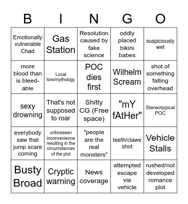 Monster B-Movies Bingo Card