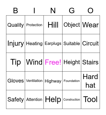 Construction Bingo Card