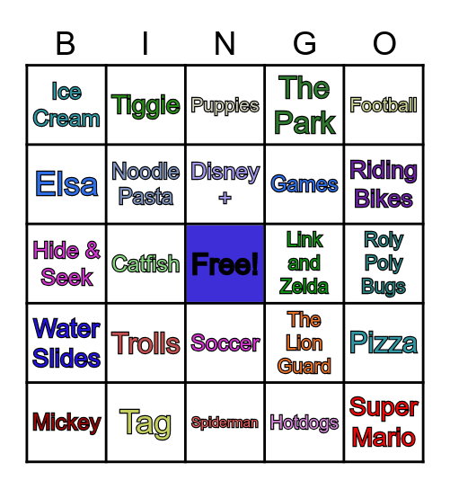 Bingo: Zack and Kaylie's Favorite Things! Bingo Card