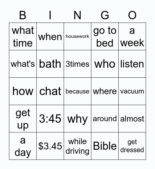 What? Bingo Card