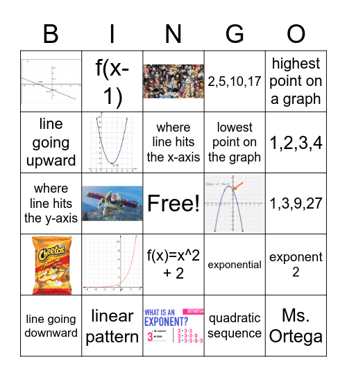 Quadratics Bingo Card