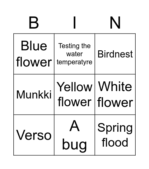 Spring Fling Bing(o) Bingo Card