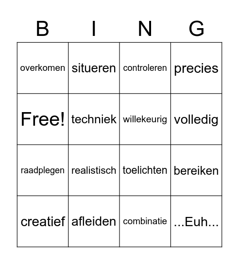 Les 40 - Schooltaalwoorden Bingo Card