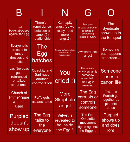 RED BANQUET Bingo Card