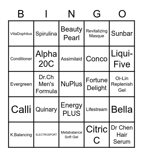 SUNRIDER Bingo Card