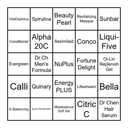 SUNRIDER Bingo Card