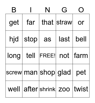 Untitled Bingo Card