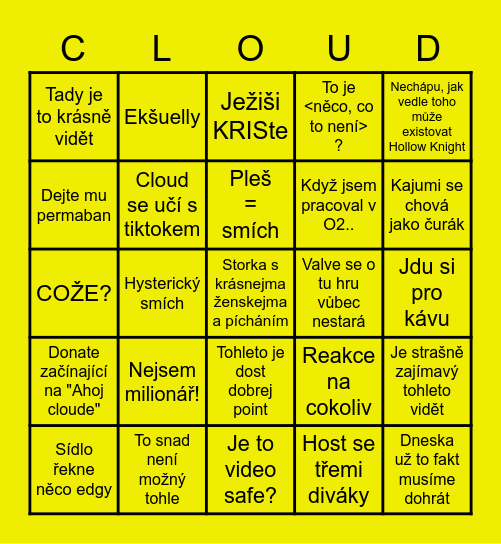 Czech Cloud Bingo Card