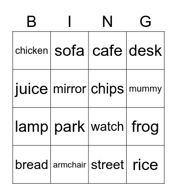 Let's play! Bingo Card