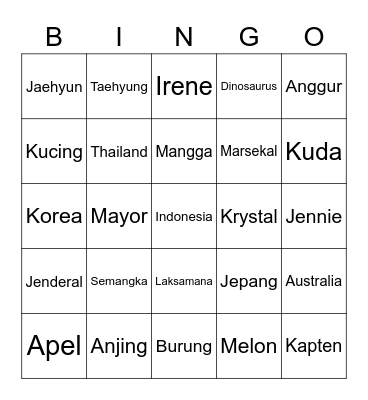 Tolped Bingo Card