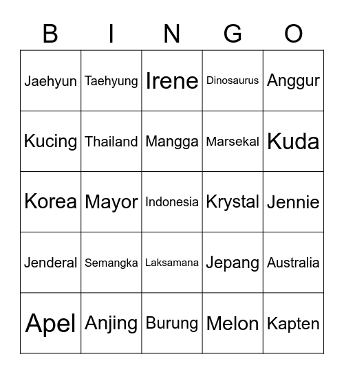 Tolped Bingo Card