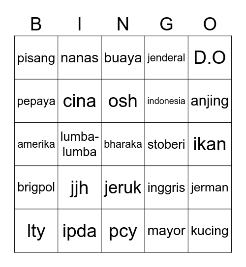 TOLPED Bingo Card