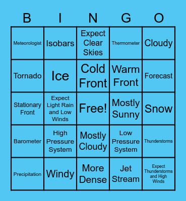 Weather Bingo Card