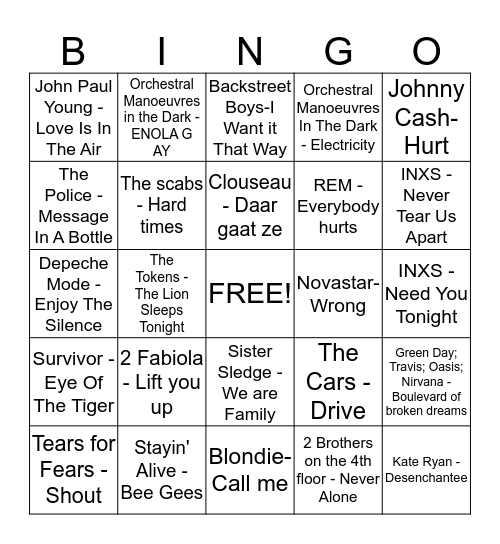 MUZIEKBINGO Card