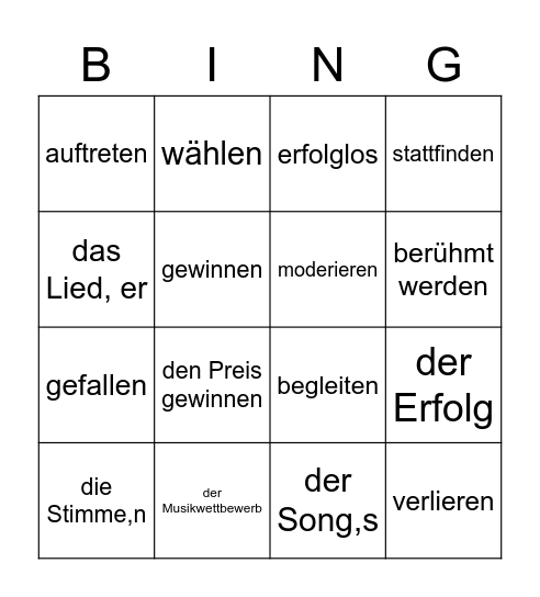 Der ESC Bingo Card