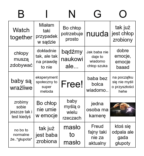 psychologiczne stereotypy Bingo Card