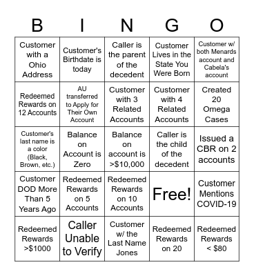 Bingo #2 Bingo Card