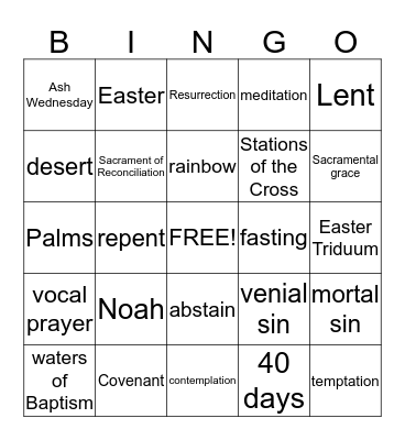 LENT Bingo Card