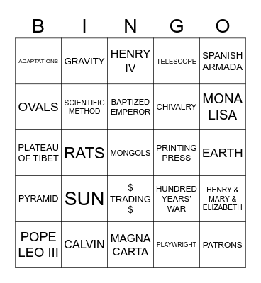 End-of-the-Year Review Bingo Card