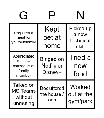 Retreat 2021 Bingo Card
