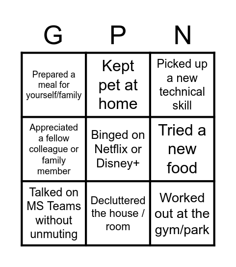 Retreat 2021 Bingo Card
