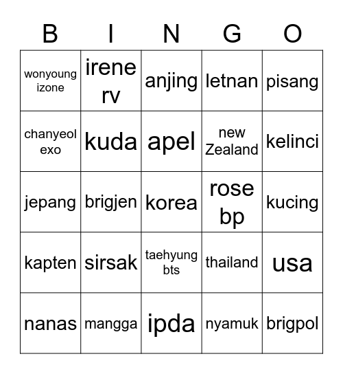 Renzo Bingo Card