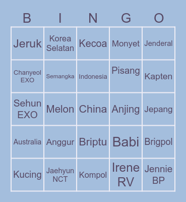 HUNZO GANTENG Bingo Card