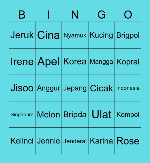 Peler Bingo Card