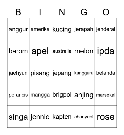 TOLPED Bingo Card