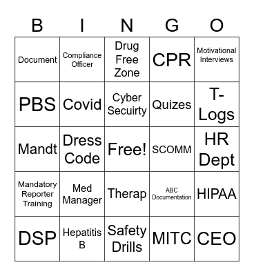 Progress Industries NEO Bingo Card
