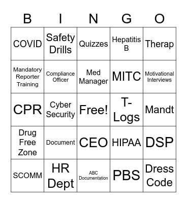 Progress Industries NEO Bingo Card
