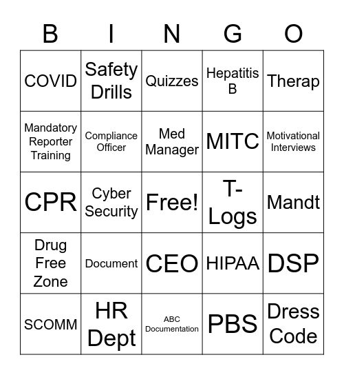 Progress Industries NEO Bingo Card