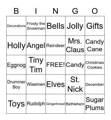 CHRISTMAS Bingo Card