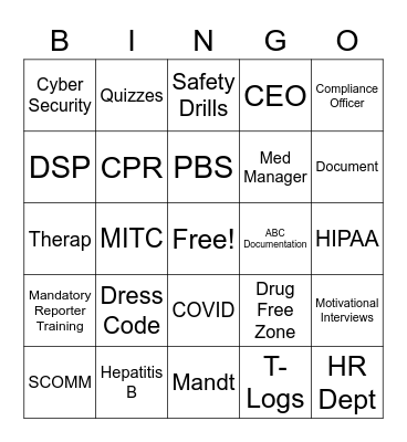Progress Industries NEO Bingo Card