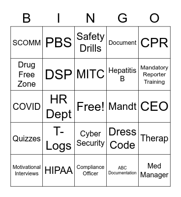 Progress Industries NEO Bingo Card