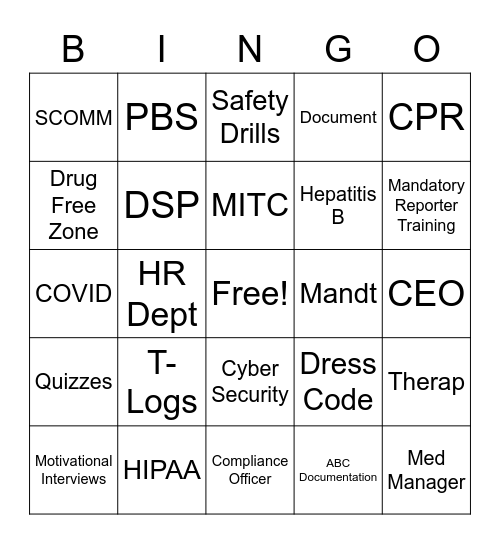 Progress Industries NEO Bingo Card