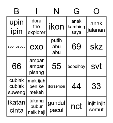 PUNYA MJ Bingo Card