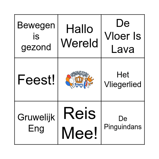 Koningsdag Bingo Card