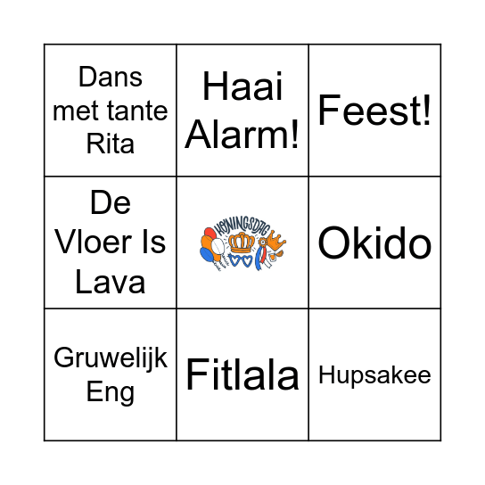 Koningsdag Bingo Card