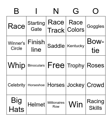 Derby Bingo Card