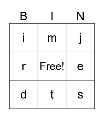 Bingo Alphabet Bingo Card