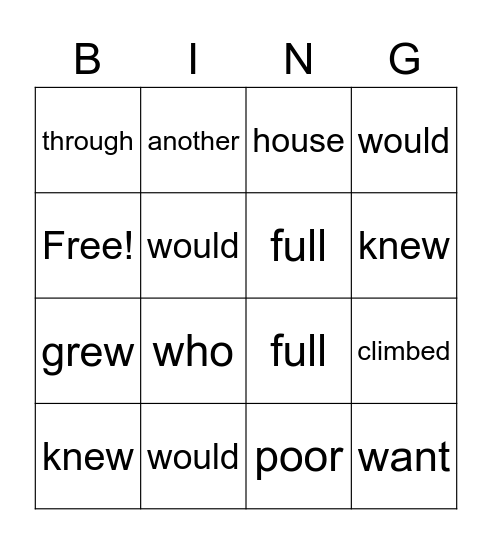 Untitled Bingo Card