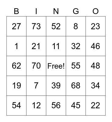 Spanish Class "Los Numeros" Bingo Card