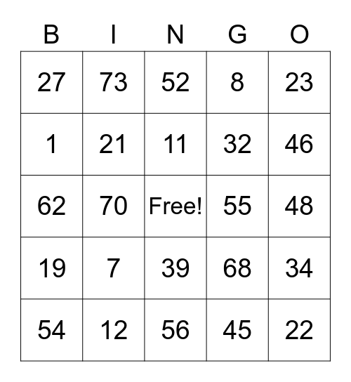 Spanish Class "Los Numeros" Bingo Card