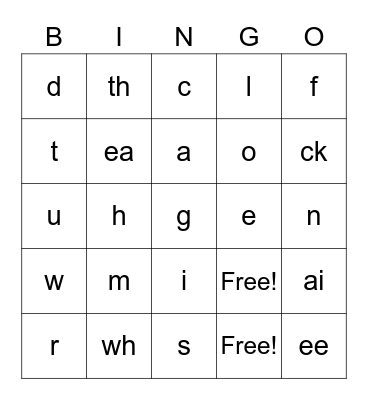 Sounds to Lesson 24 Bingo Card