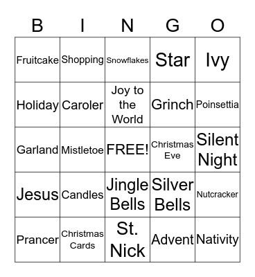 CHRISTMAS Bingo Card