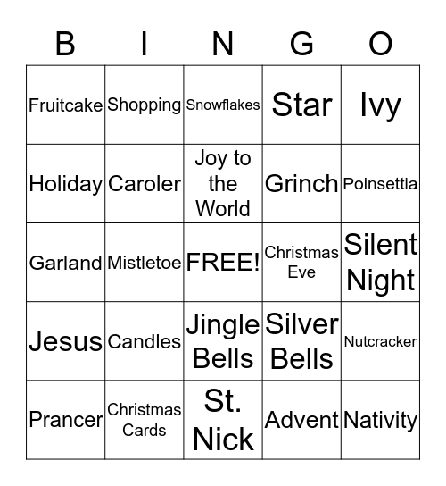 CHRISTMAS Bingo Card