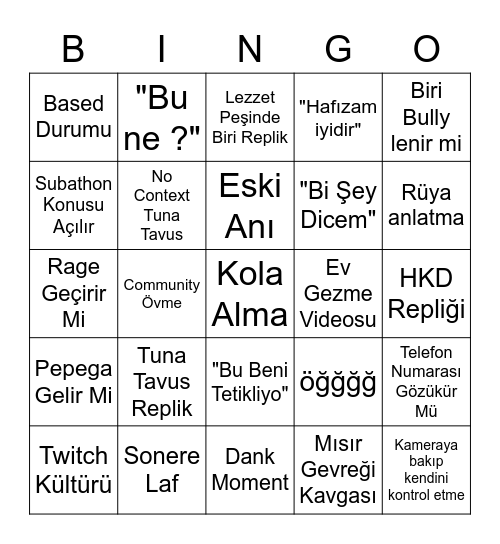 SwaggyBark Bingo Card