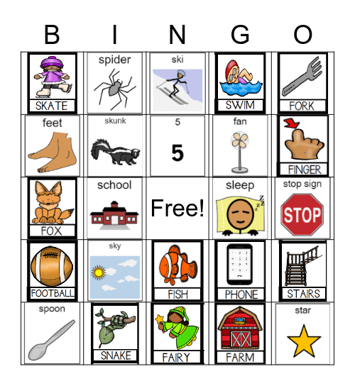 s blends and /f/ sound Bingo Card